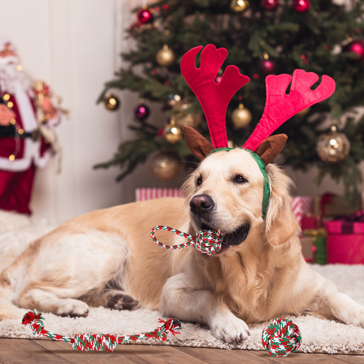 5-Pack Christmas Dog Rope Chew Toys - Holiday Training Set