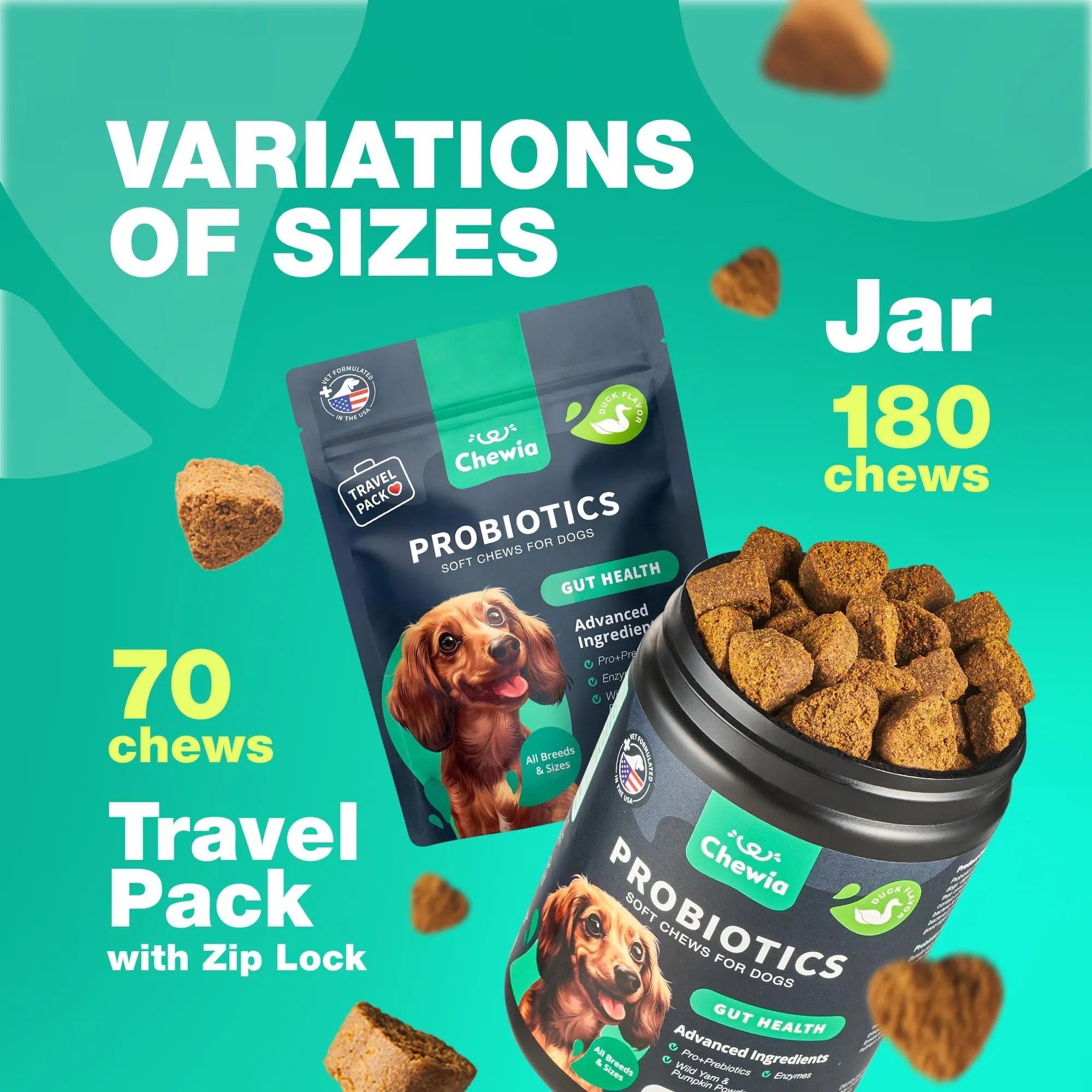 Probiotics for Dogs – Gut Health, Immunity & Allergy Support (180 Chews)