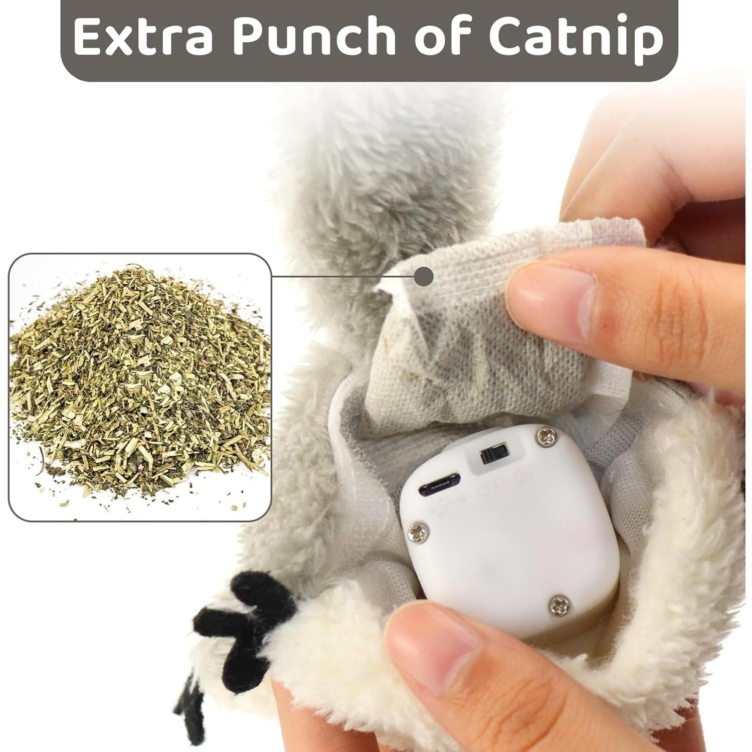 Interactive Flapping Squirrel Cat Toy - Rechargeable Touch-Activated