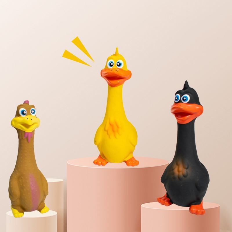 3-Pack Latex Screaming Chicken Squeaky Dog Toys - Eco-Friendly TPR