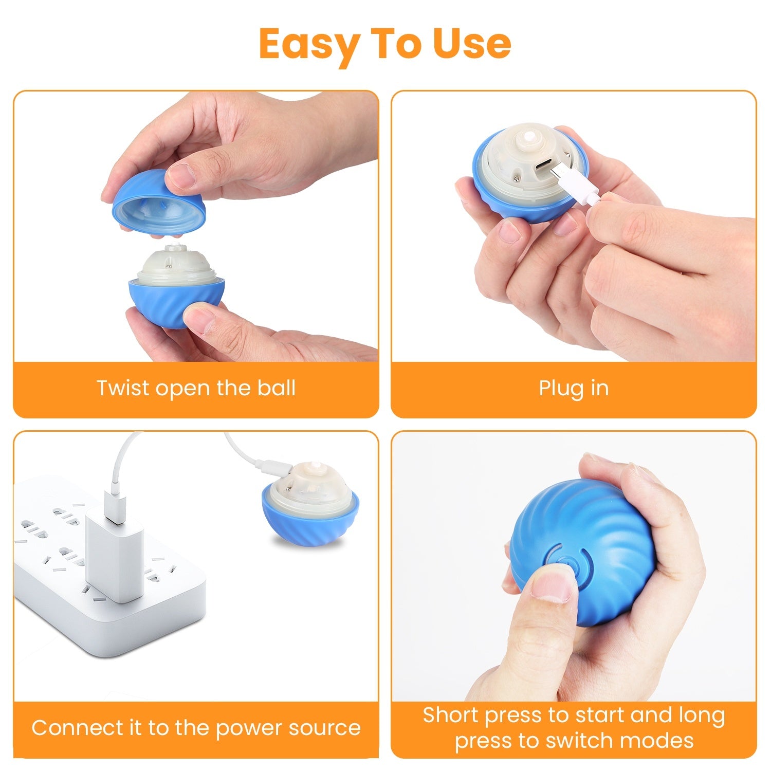 Interactive Motion-Activated Cat Toy Ball - Rechargeable Rolling Pouch