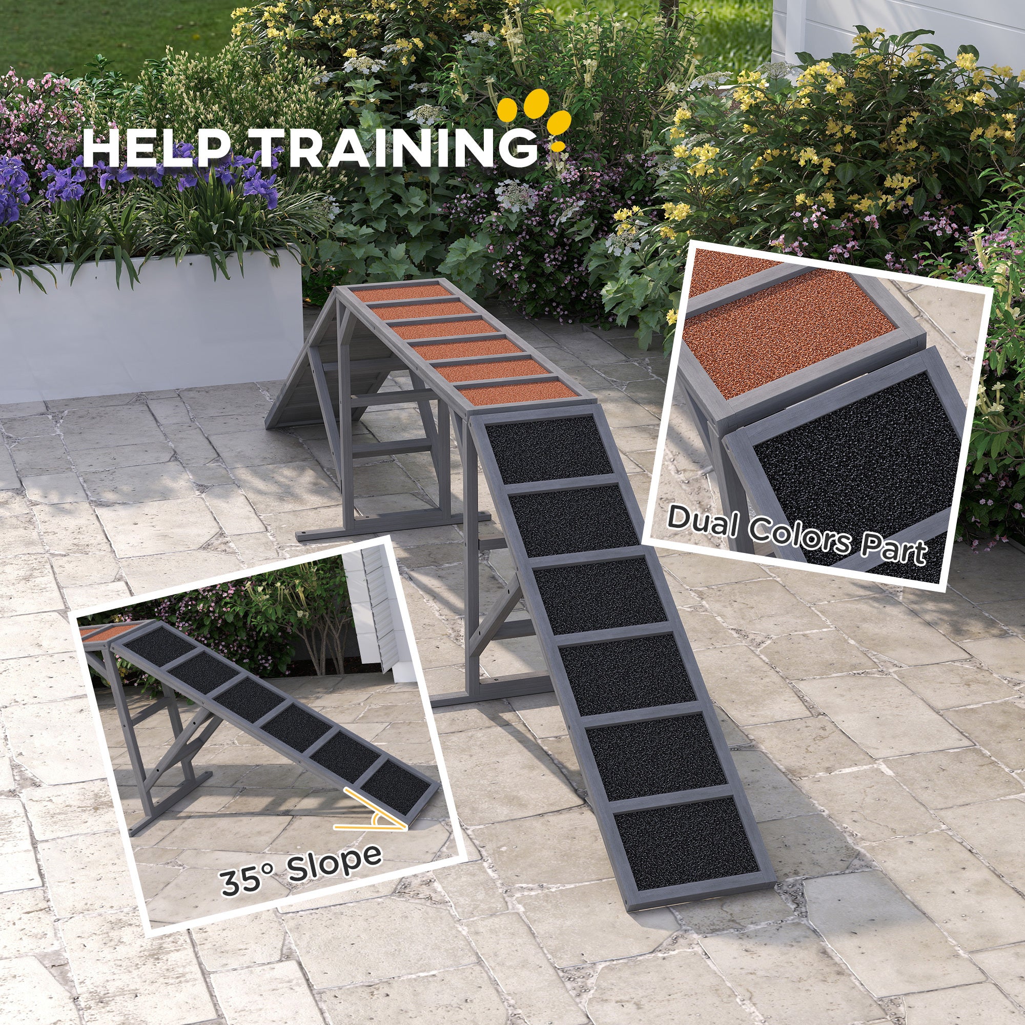 Dog Agility Ramp - 88 lbs Capacity, Non-Slip Surface, Safety Bars
