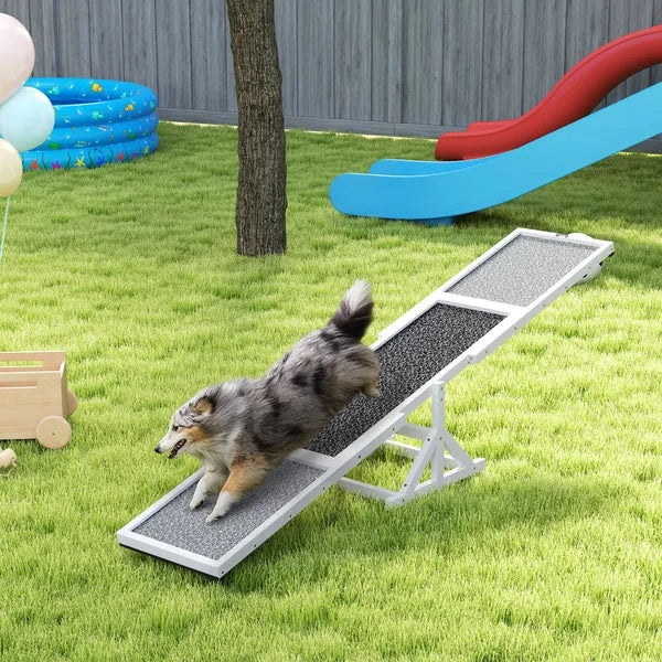 Wooden Dog Agility Seesaw - Weather Resistant, 83" L x 16" W x 14" H