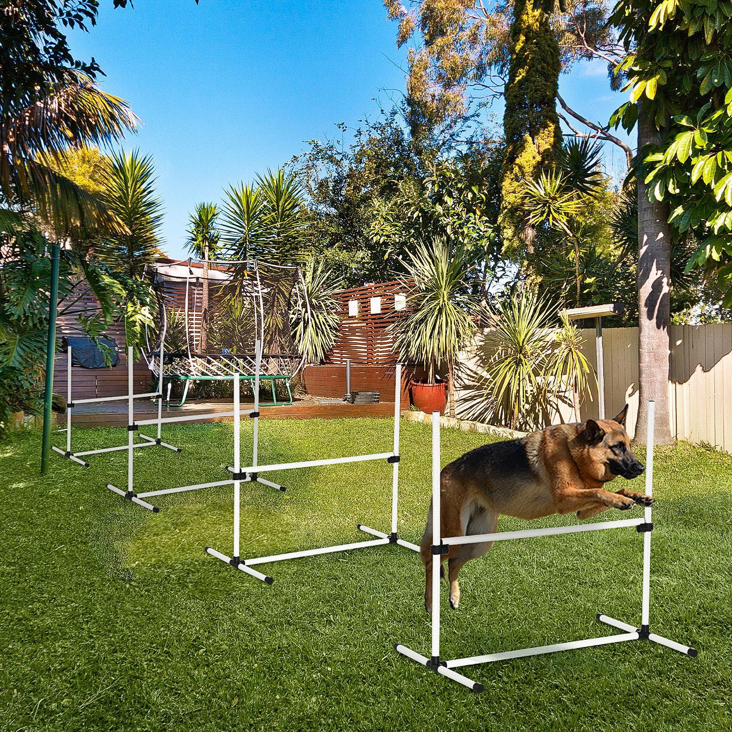 4-Piece Dog Agility Training Set - Adjustable Jump Poles