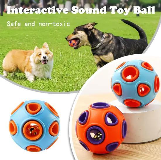 2-Pack Dog Rubber Ball with Bell - Interactive Chew Toy for Puppies