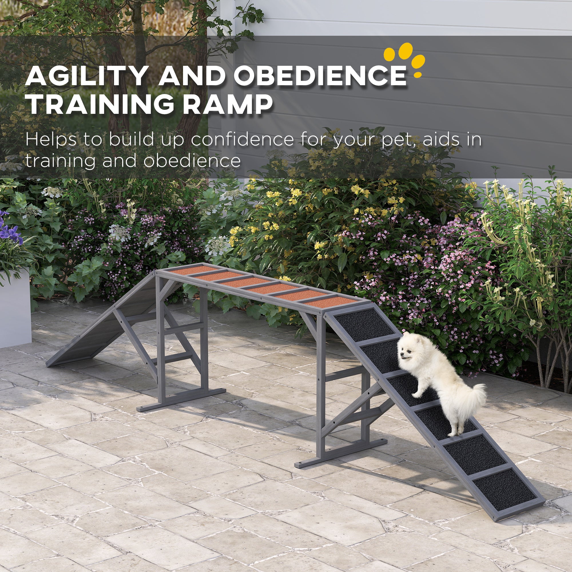 Dog Agility Ramp - 88 lbs Capacity, Non-Slip Surface, Safety Bars