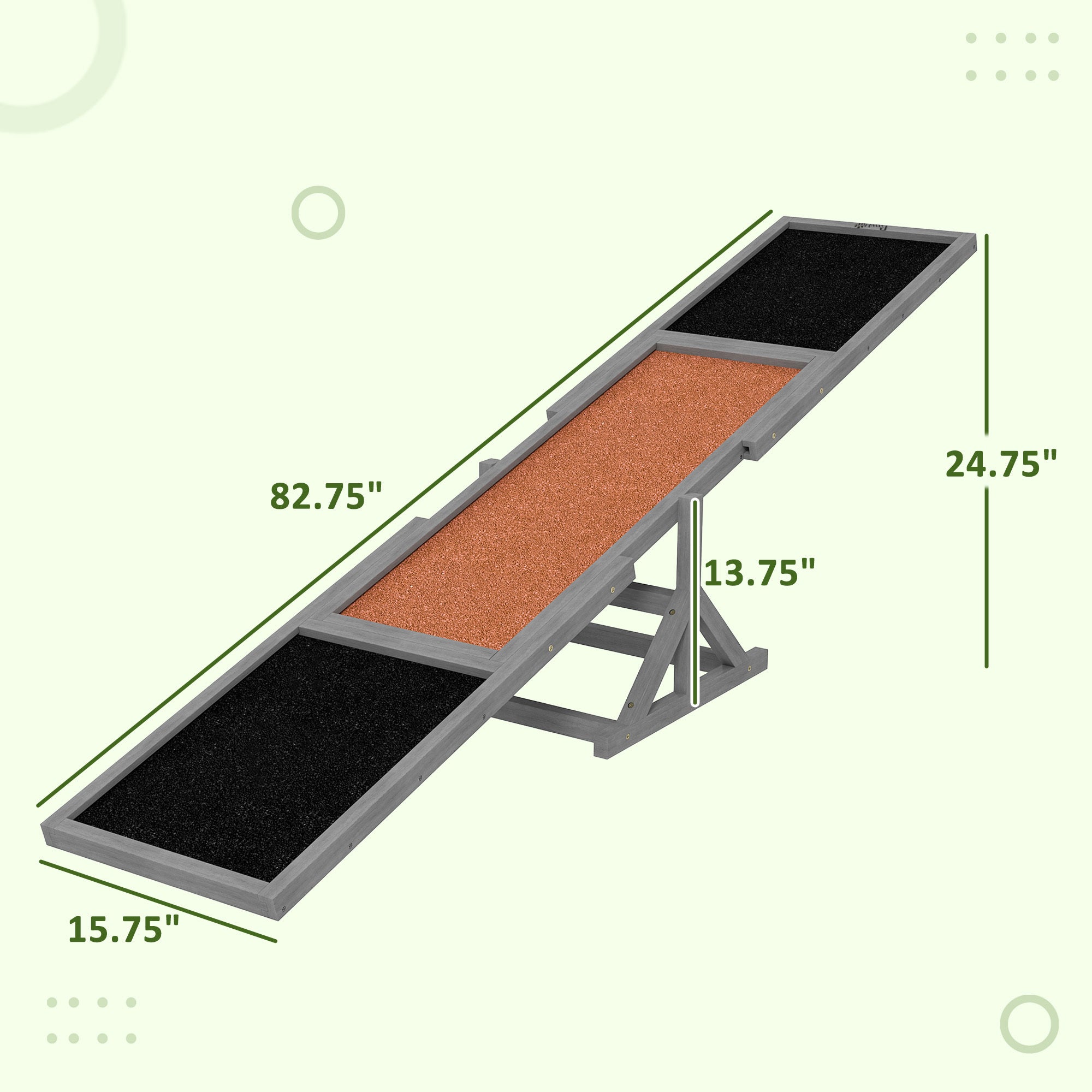 Wooden Dog Agility Seesaw - 110 lbs Capacity, Weather Resistant, Gray