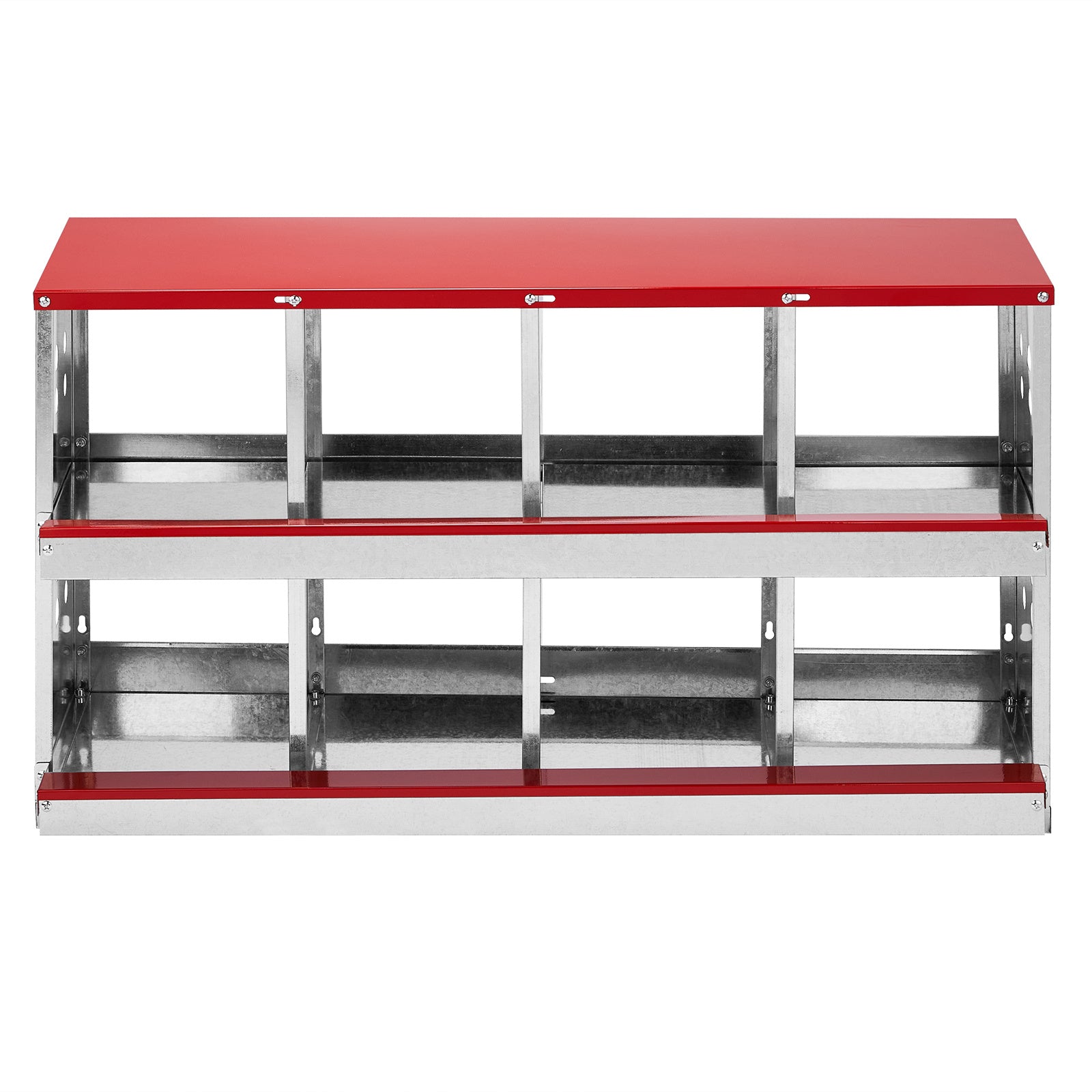 8-Compartment Sloping Roof Pet Feeding Station - Red Iron