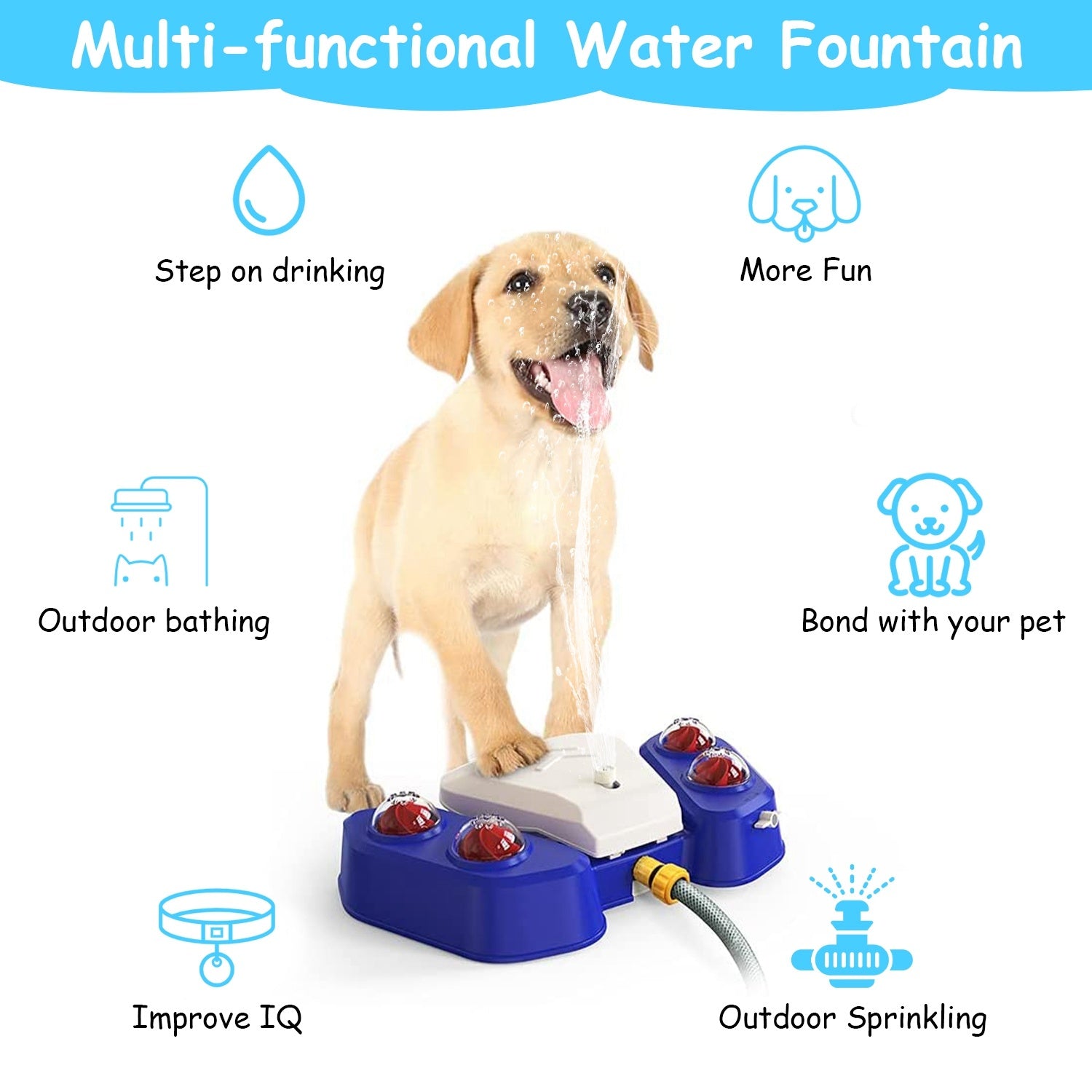Multifunctional Dog Water Fountain - Step-Activated Outdoor Dispenser