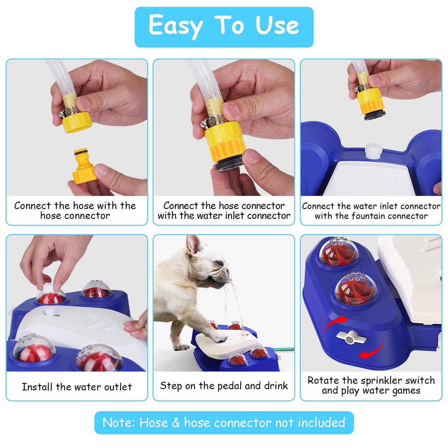 Multifunctional Dog Water Fountain - Step-Activated Outdoor Dispenser