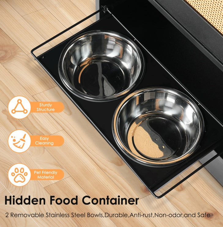 Elevated Dog Feeding Station with Storage Locker
