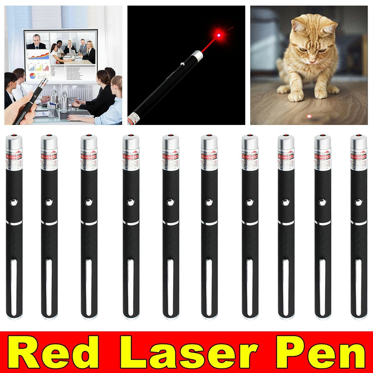Red Laser Pointer Pen for Cats 10 pcs - Interactive Pet Toy