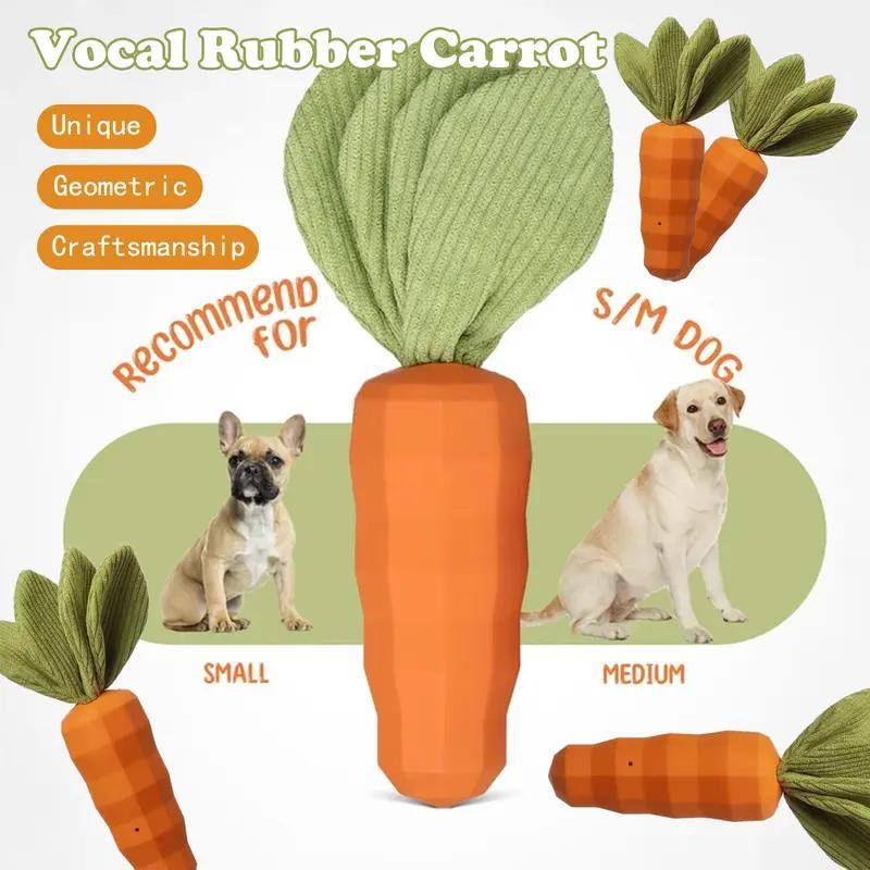 Rubber Carrot Dog Chew Toy - Durable Training & Dental Toy