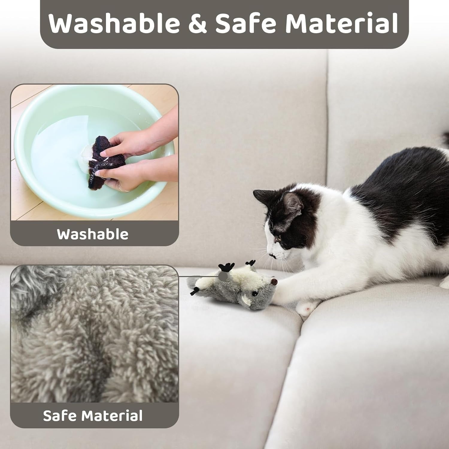 Interactive Flapping Squirrel Cat Toy - Rechargeable Touch-Activated