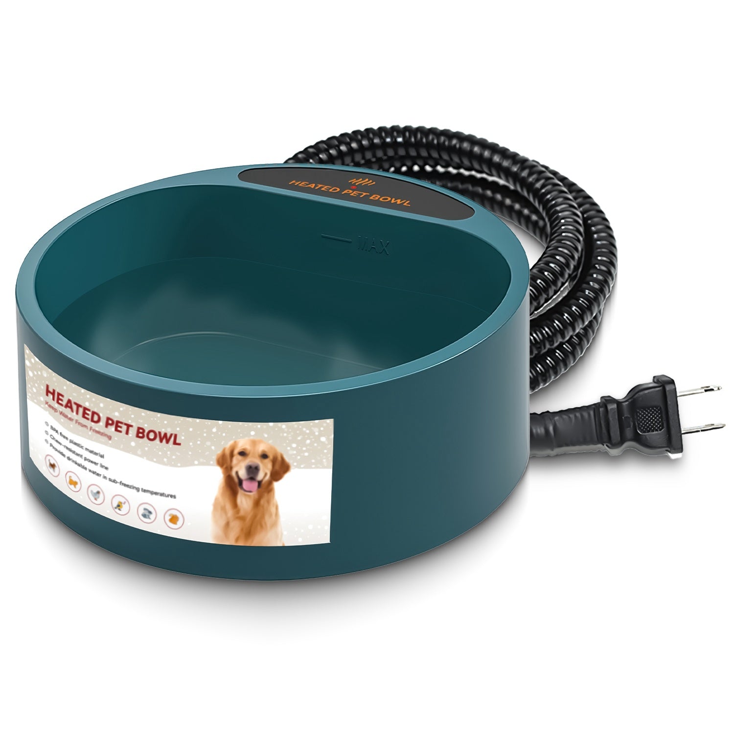 Heated Water Bowl for Pets - 74.4oz IP67 Waterproof Thermal Bowl