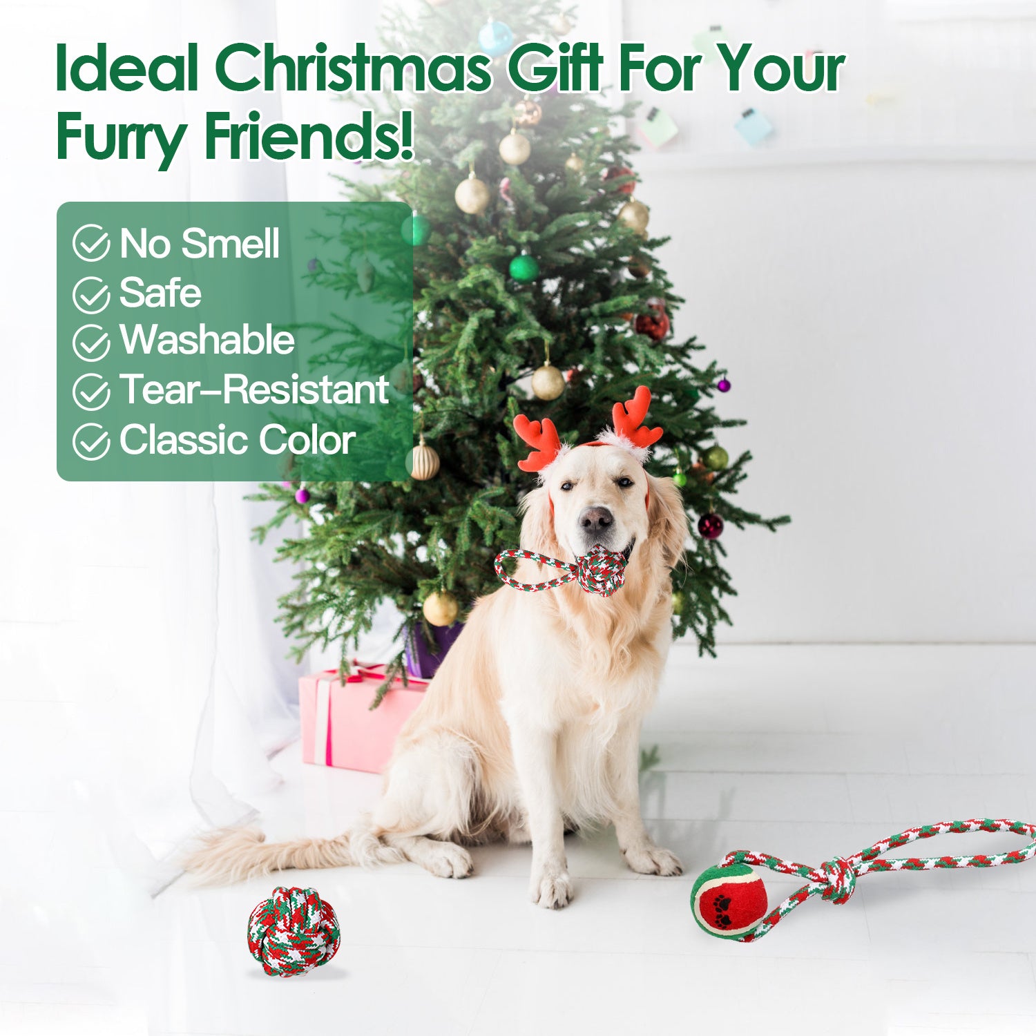 5-Pack Christmas Dog Rope Chew Toys - Holiday Training Set
