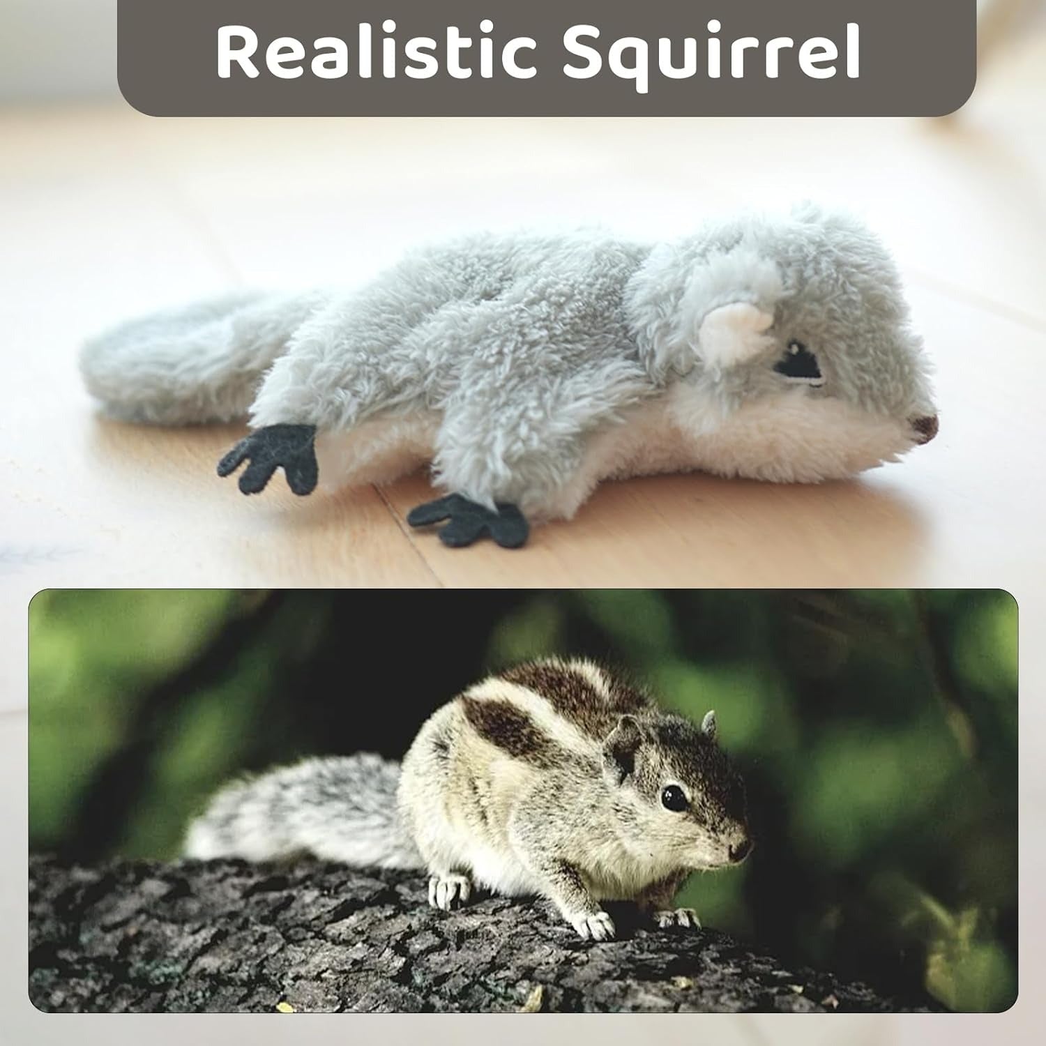Interactive Flapping Squirrel Cat Toy - Rechargeable Touch-Activated