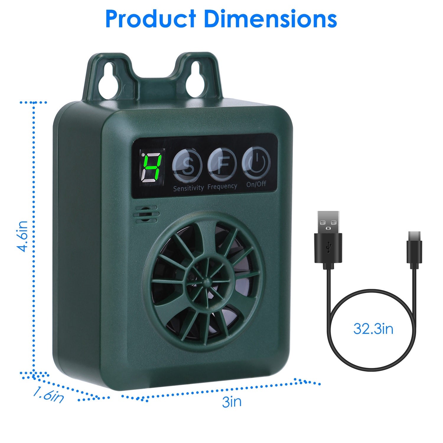 Ultrasonic Anti-Barking Device - 49ft Range with 4 Frequency & Sensitivity Levels