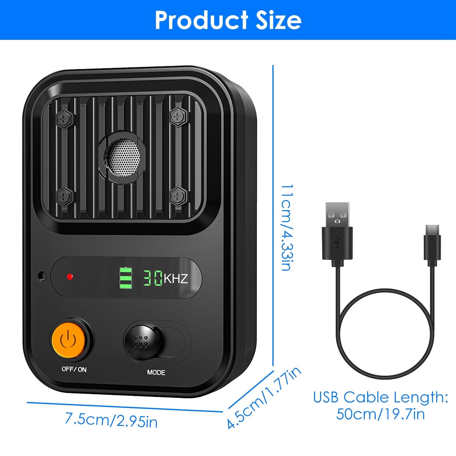 Ultrasonic Anti-Barking Device - Rechargeable Dog Training Tool