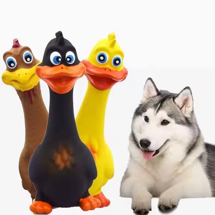 3-Pack Latex Screaming Chicken Squeaky Dog Toys - Eco-Friendly TPR