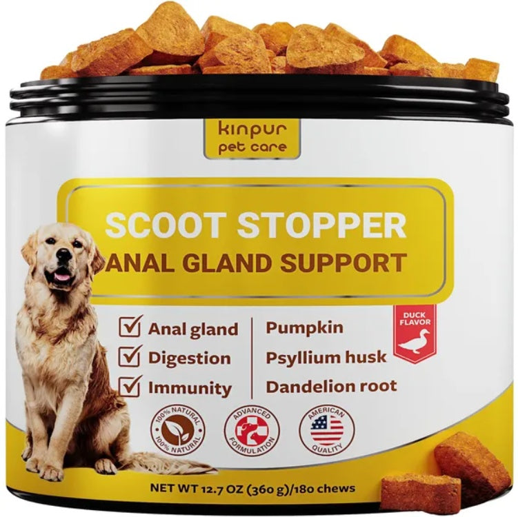 Scoot Stopper Soft Chews – Fiber & Pumpkin for Dog Anal-Gland & Digestive Support (180 Chewables)
