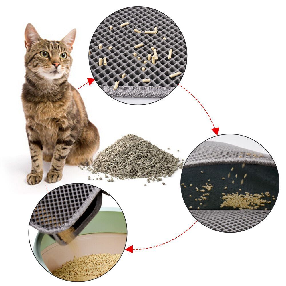 Double Layer Cat Litter Mat - Honeycomb Trapping Design