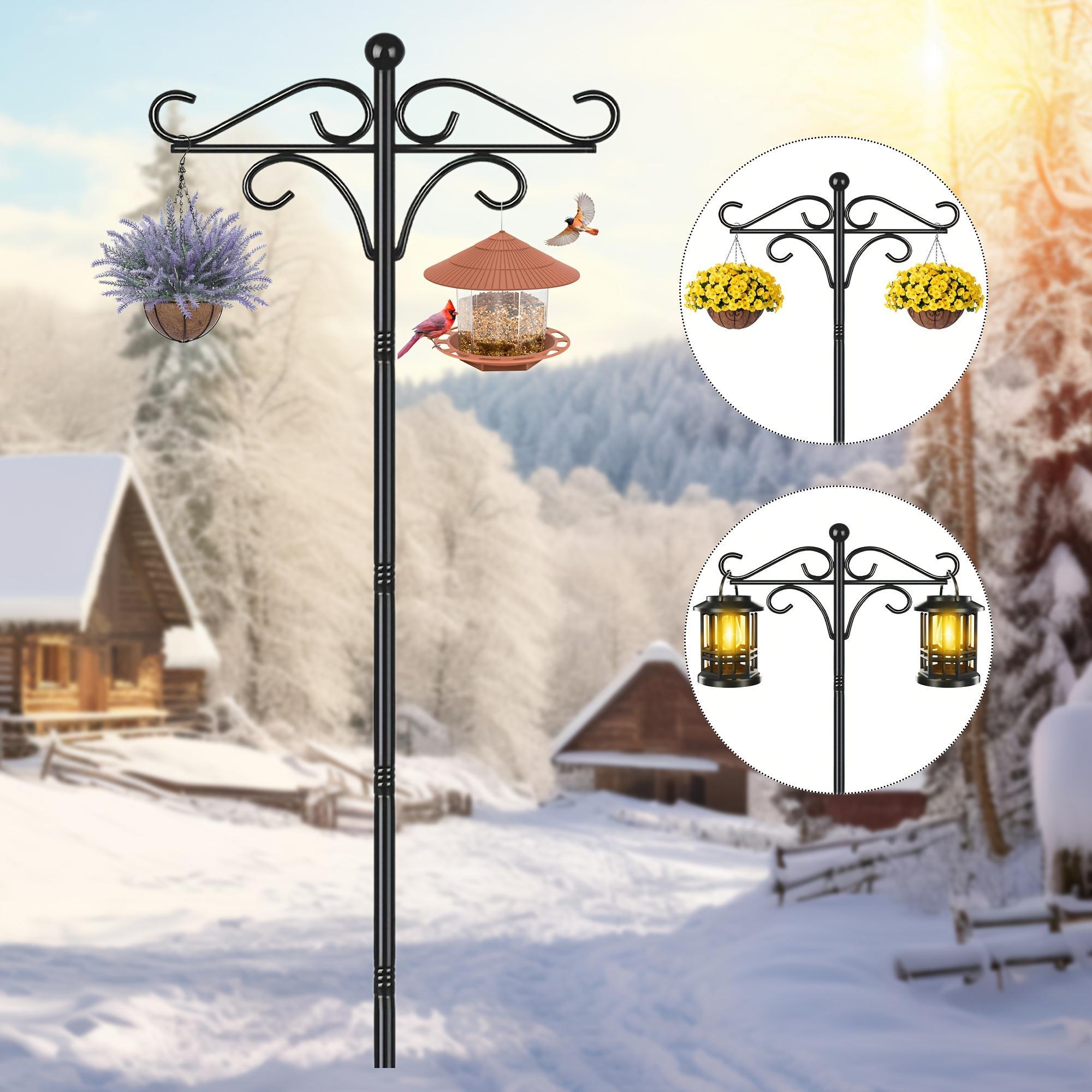 Heavy Duty Shepherd's Hooks - 76" Double Bird Feeder Pole (Set of 2)