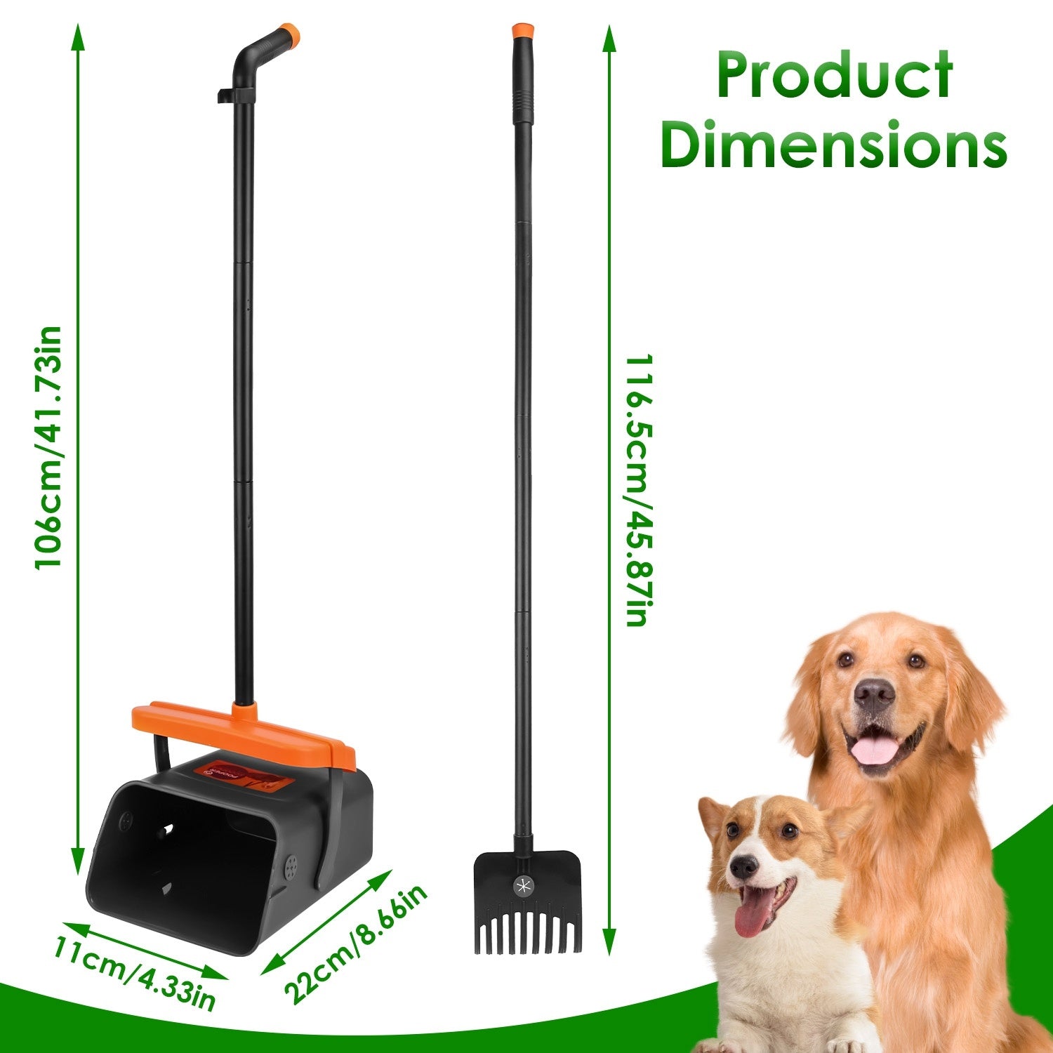 Premium Dog Pooper Scooper Kit with Long Handle & Waste Bags