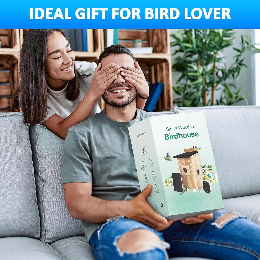 Solar Powered Smart Bird House Camera - 4MP Outdoor Birdhouse with AI Bird Identification