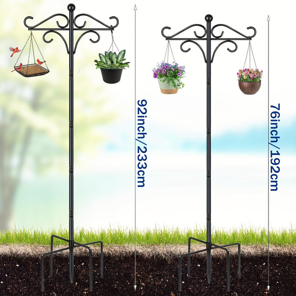 Heavy Duty Shepherd's Hooks - 76" Double Bird Feeder Pole (Set of 2)