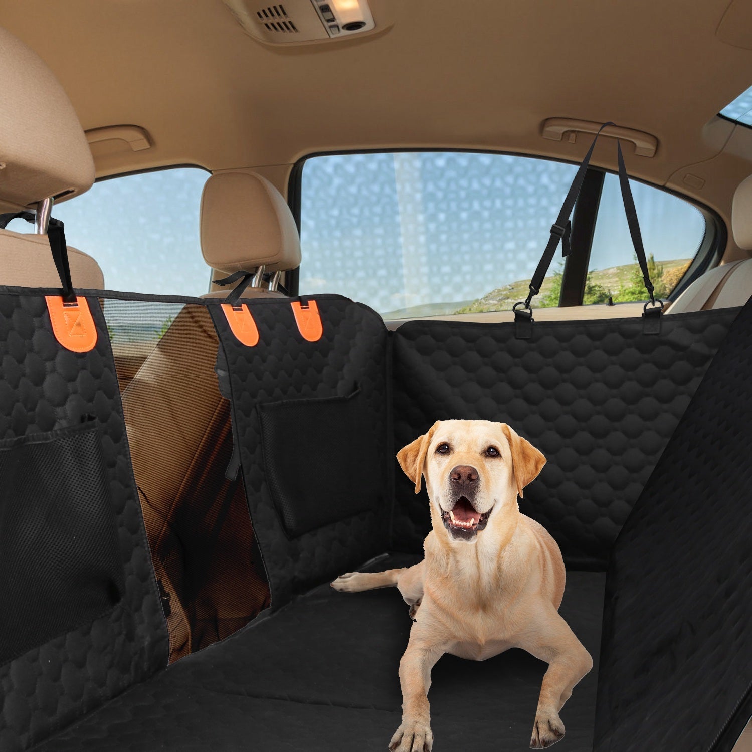 Waterproof Dog Car Seat Cover with Mesh Window