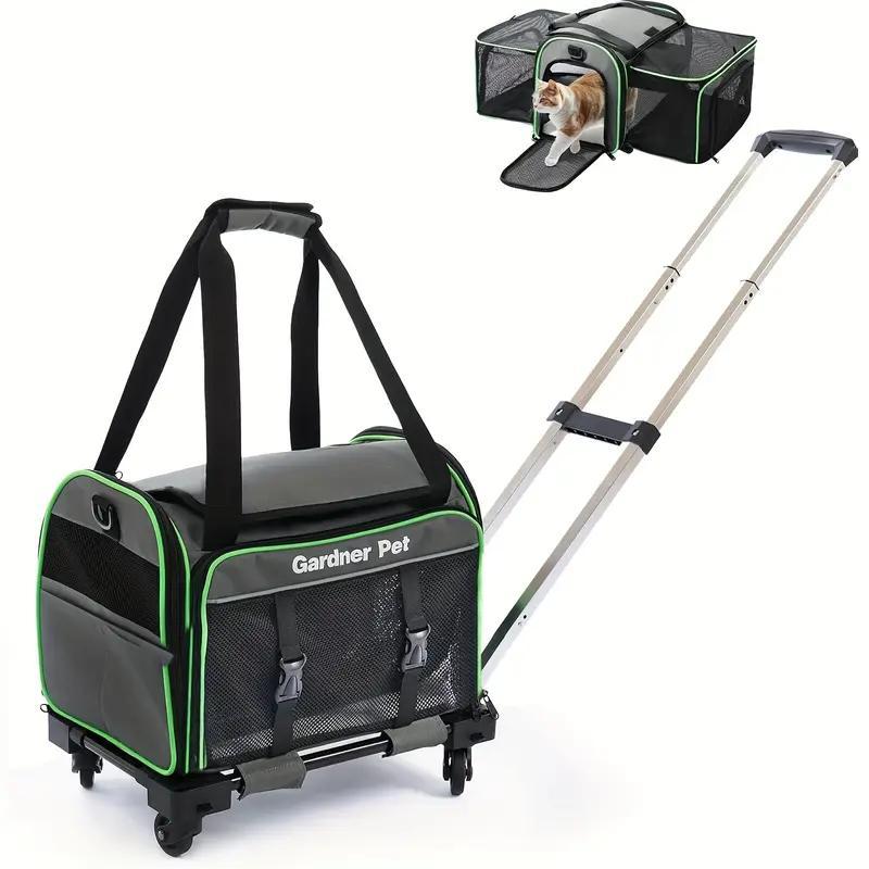 Expandable Pet Carrier with Wheels - Portable Travel Carrier for Cats and Small Dogs