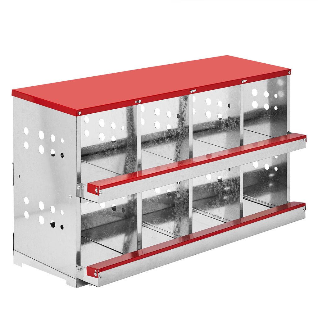 8-Compartment Sloping Roof Pet Feeding Station - Red Iron