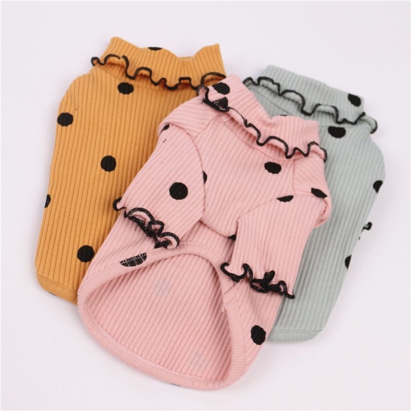Polka Dot Turtleneck Dog Shirt - Cozy Pet Clothing for All Seasons