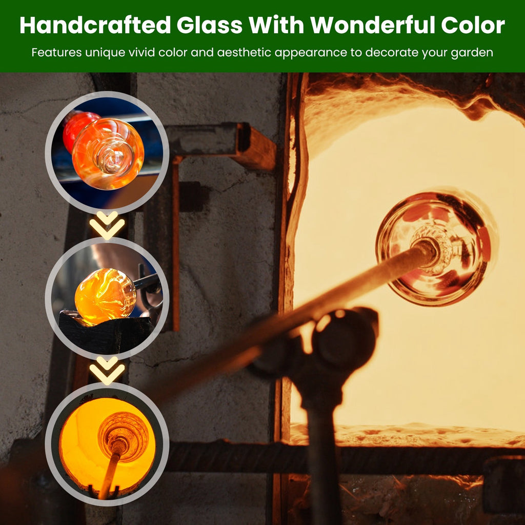 Glass Hummingbird Feeder 33oz - Hand Blown with 5 Feeding Ports