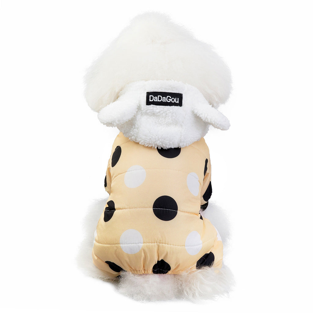 Warm Big Polka Dot Four-Leg Cotton Dog Coat - Stylish Winter Pet Jacket