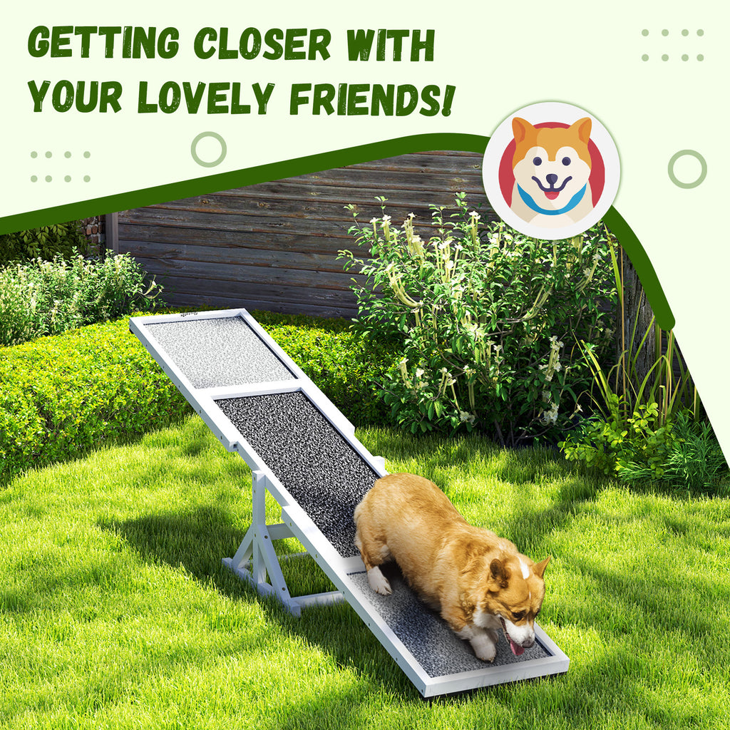 Dog Agility Seesaw - 110 lbs Capacity, Weather Resistant, Non-Slip Surface, White