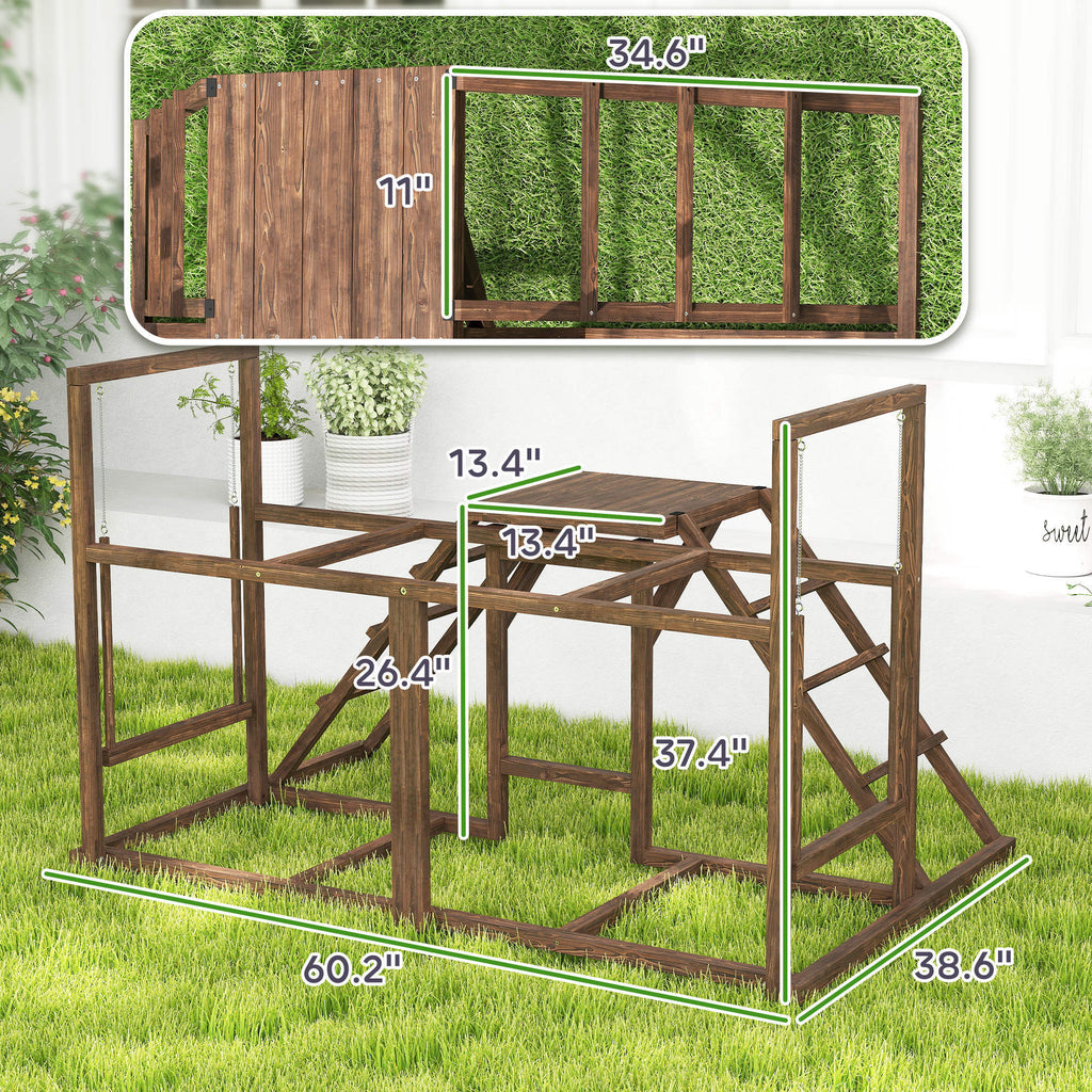 Chicken Activity Play Set - Multi-Level Perches, Swing & Ladder for 3-4 Chickens