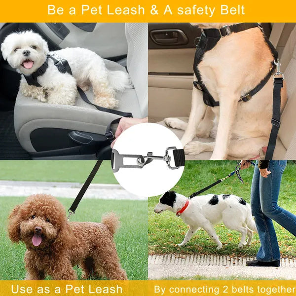 2-Pack Adjustable Dog Seat Belt Leash - Safety Harness for Pets