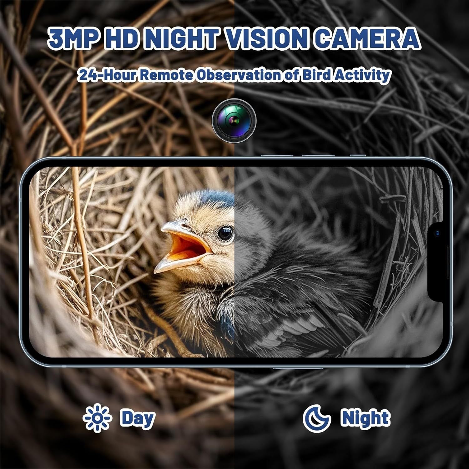 Smart Bird House with AI Camera - 3MP HD Bird Feeder with Species Identification