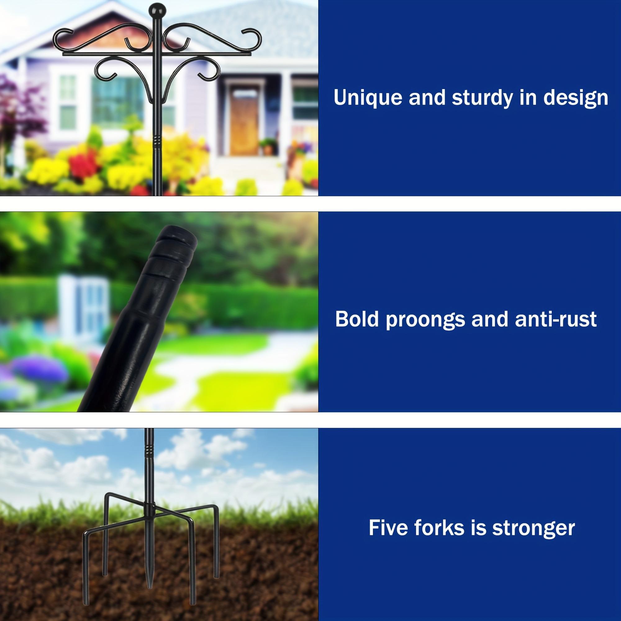 Heavy Duty Shepherd's Hooks - 76" Double Bird Feeder Pole (Set of 2)