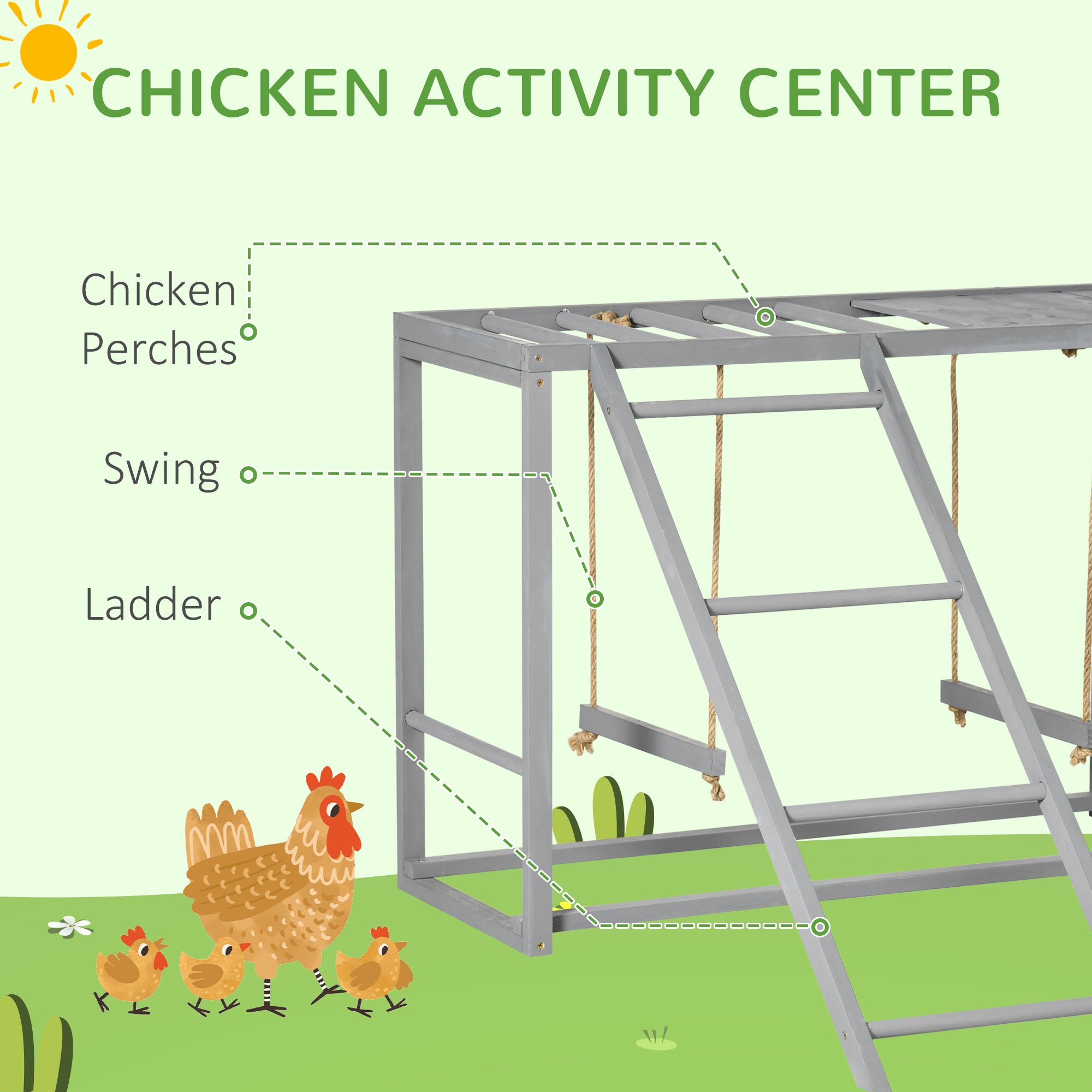 Wooden Chicken Activity Game with Swing Set - Grey