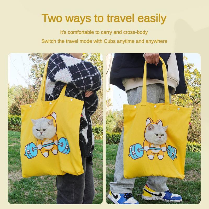 Pet Canvas Shoulder Bag - Portable Cat Carrier with Head Exposure