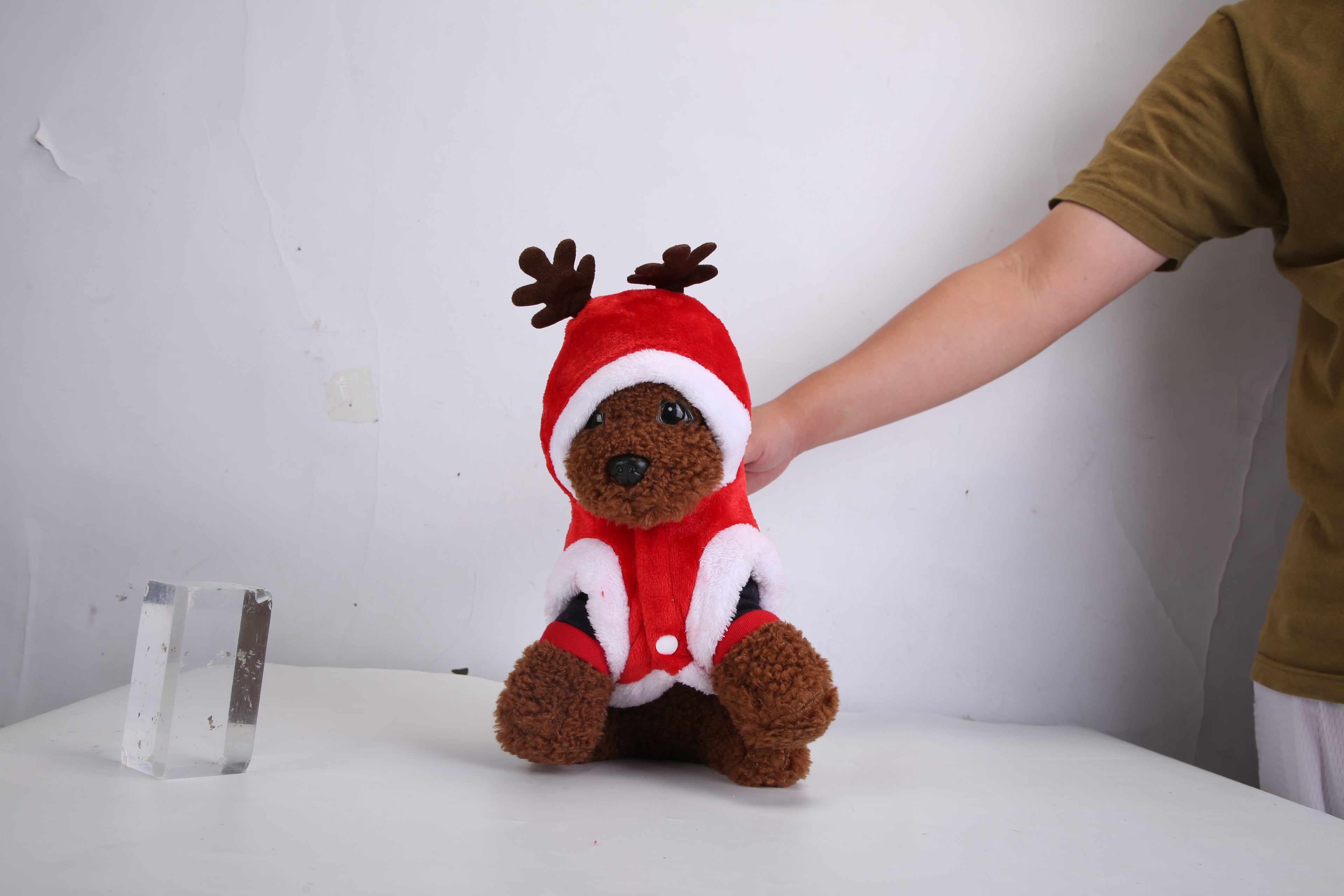 Pet Christmas Santa Costume with Reindeer Antlers