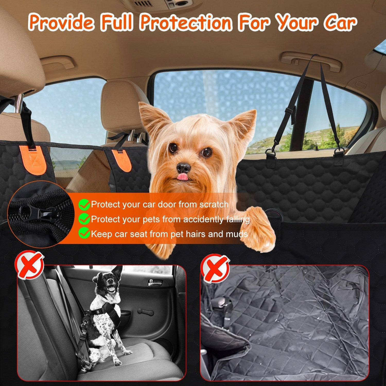 Waterproof Dog Car Seat Cover with Mesh Window