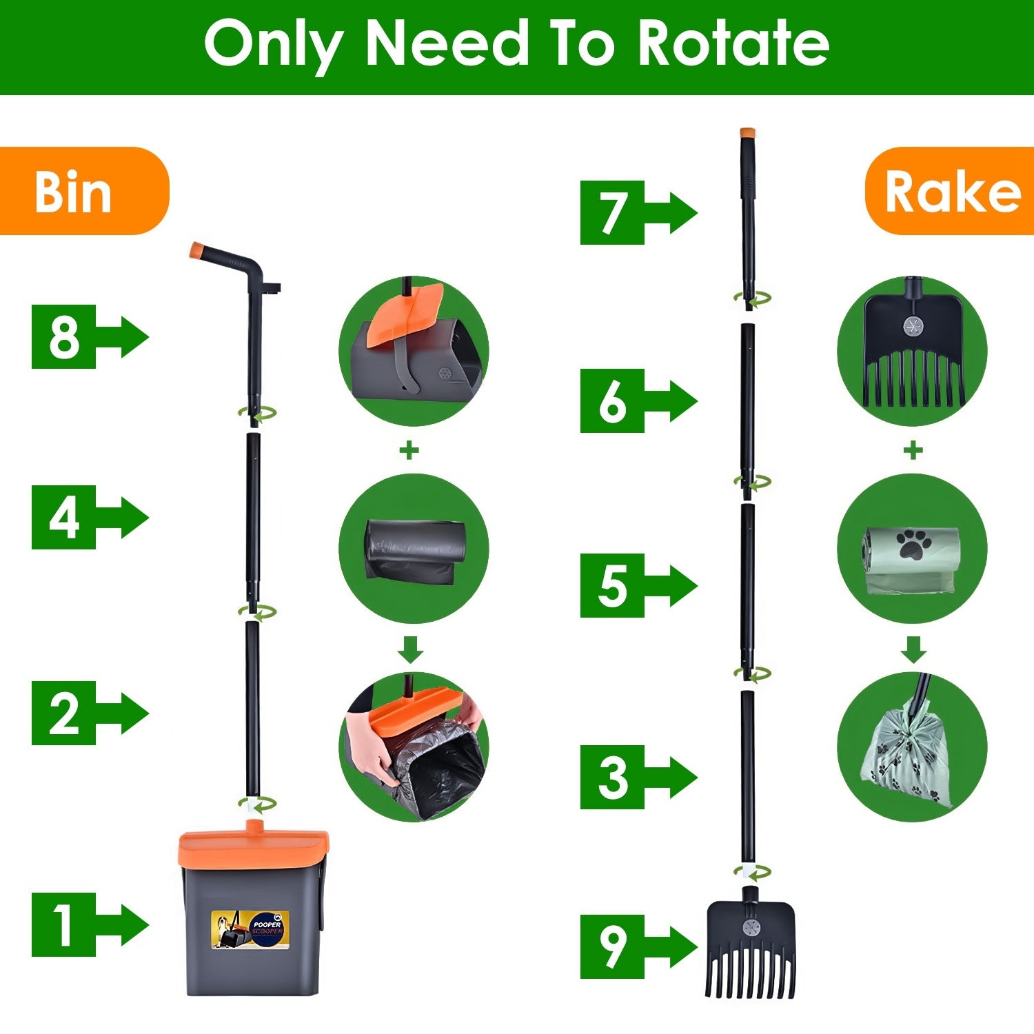 Premium Dog Pooper Scooper Kit with Long Handle & Waste Bags