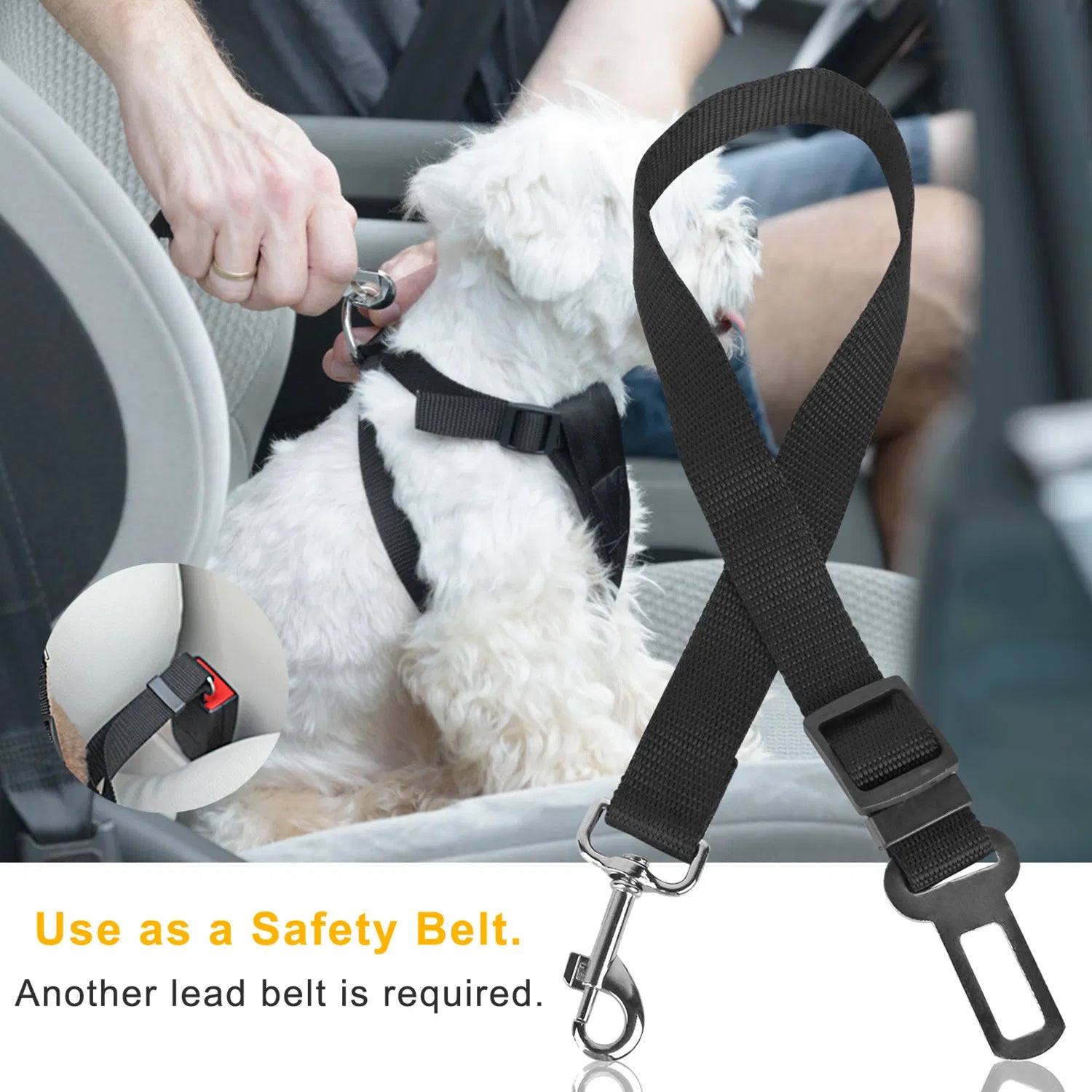 2-Pack Adjustable Dog Seat Belt Leash - Safety Harness for Pets