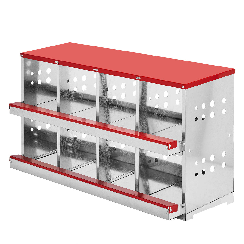 8-Compartment Sloping Roof Pet Feeding Station - Red Iron