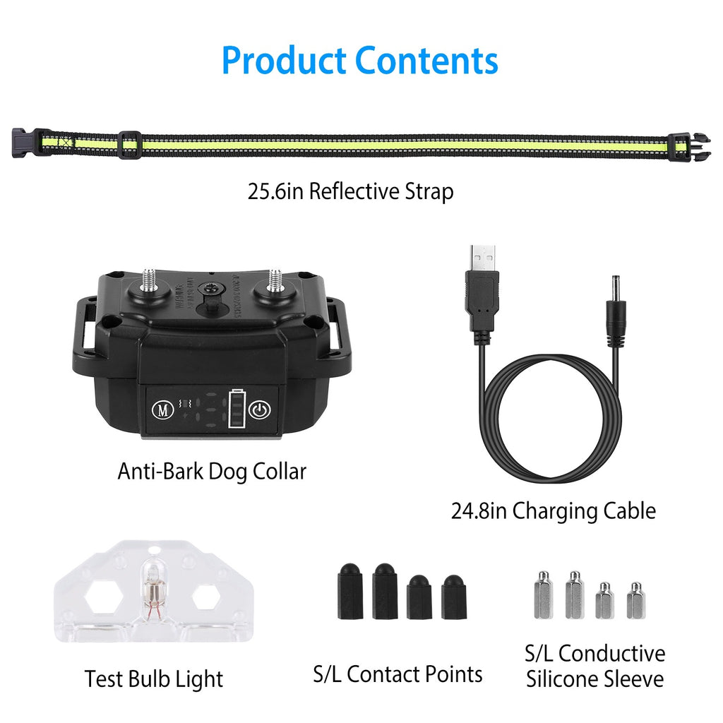 Rechargeable Dog Bark Collar - Waterproof with Beep, Vibration & Static Modes