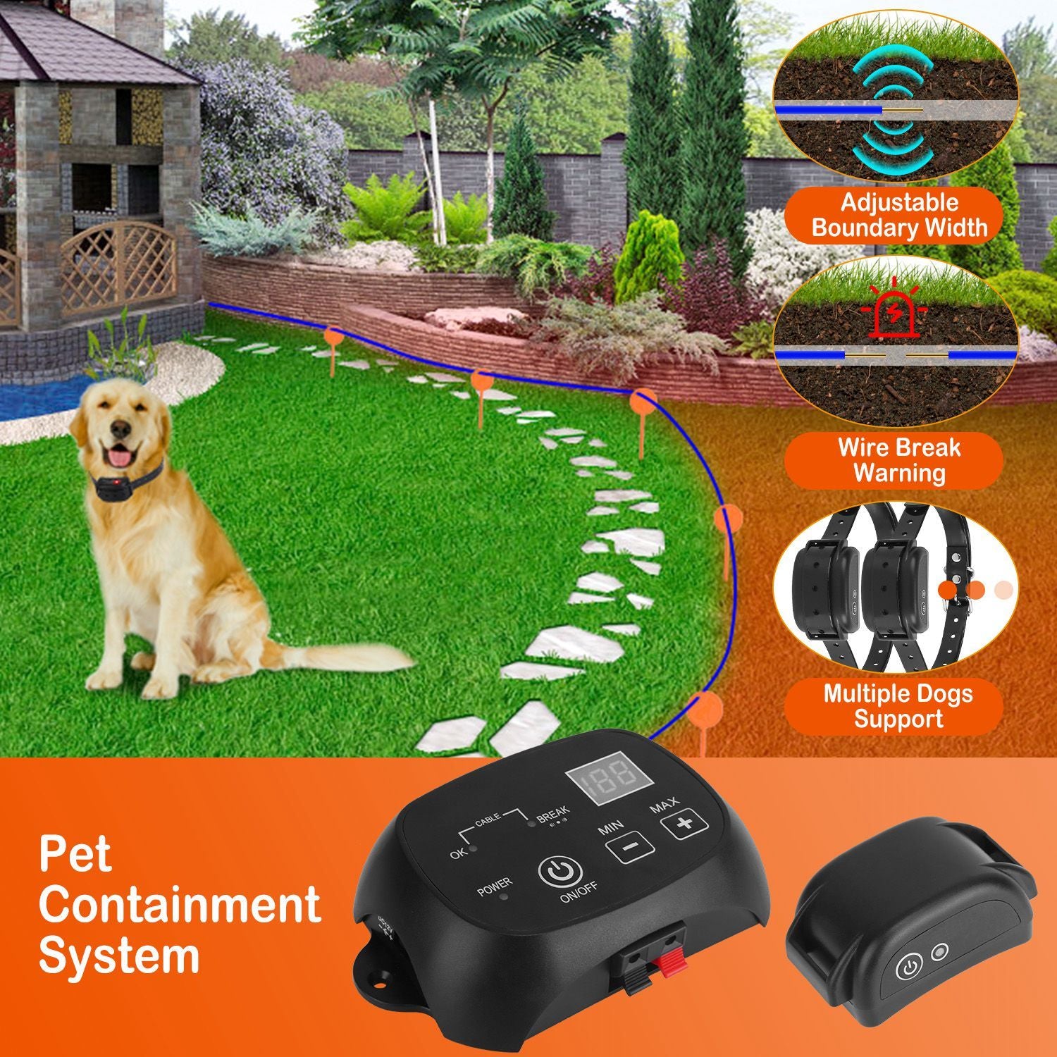 Dog Fence System - Underground Pet Containment with Waterproof Receiver